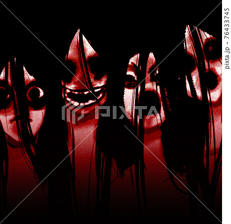 4人のおばけイラスト / 赤 76433745