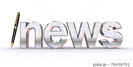 Newsタイトルと黒のボールペンのイラスト素材