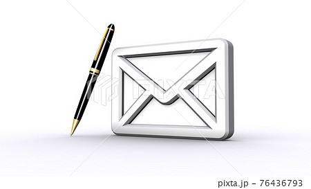 メールアイコンと黒のボールペンのイラスト素材