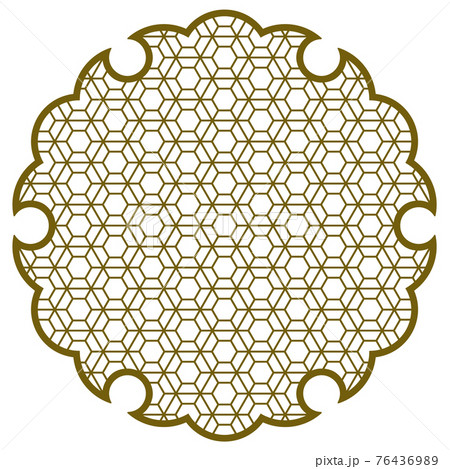 Yukiwa flower with pattern in Japanese style of Kumiko zaiku. Yukiwa flower with pattern in Japanese style of Kumiko zaiku. 76436989