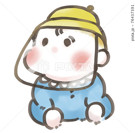 フェイスシールドをする赤ちゃんのイラスト素材