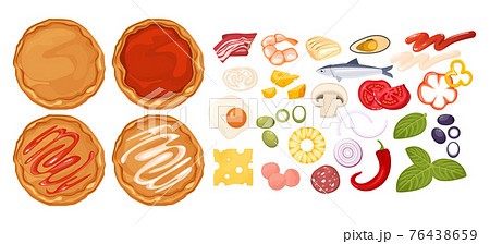 A Set Of Ingredients For Collecting Pizza のイラスト素材