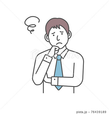 若い男性会社員 上半身 ベクター カラーイラスト / 悩んでいる・困っている 76439189
