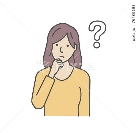 若い女性 上半身 ベクター カラーイラスト / 疑問・クエスチョン・困っている 若い女性 上半身 ベクター カラーイラスト / 疑問・クエスチョン・困っている 76439193