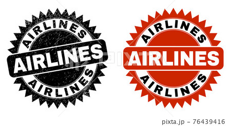 AIRLINES Black Rosette Stamp Seal with...のイラスト素材 [76439416] - PIXTA