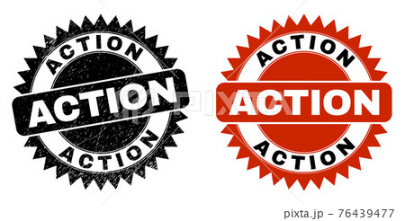 ACTION Black Rosette Watermark with Grunged Styleのイラスト素材 [76439477] - PIXTA