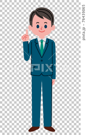 指差しをしているスーツを着た男性のイラストのイラスト素材