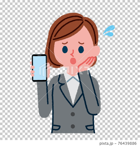 一個穿著西裝的女人拿著智能手機的插圖 一個穿著西裝的女人拿著智能手機的插圖 76439886