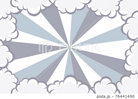 雲と空のコミック風のモノクロの背景素材のイラスト素材