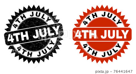 4TH JULY Black Rosette Stamp with Grunge Style 76441647