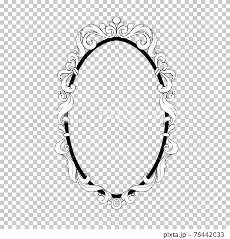 Vintage baroque frame. Decorative design element black and white 76442033