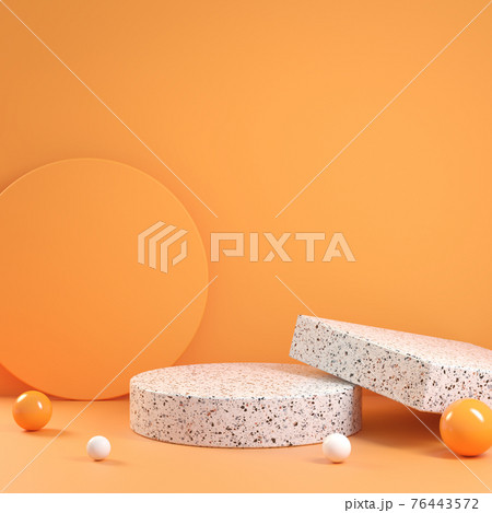 Modern Minimal Geometric Composition Platform Terrazzo With Orange Color Abstract Background 3d Render 76443572