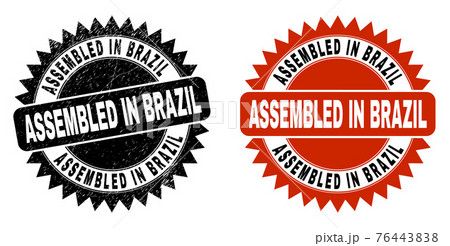 ASSEMBLED IN BRAZIL Black Rosette Stamp with...のイラスト素材 [76443838] - PIXTA