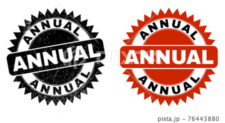 ANNUAL Black Rosette Seal with Grunge Style 76443880
