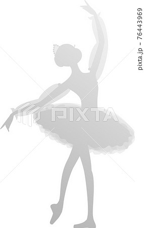 グレーのシルエットのバレリーナ　グラデーション 76443969