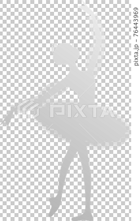 グレーのシルエットのバレリーナ　グラデーション 76443969