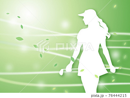 ゴルフイラスト シルエットの女性ゴルファー 9 風のきらめき 緑 グリーンのイラスト素材 ゴルフイラスト シルエットの女性ゴルファー 9 風のきらめき 緑 グリーンのイラスト素材