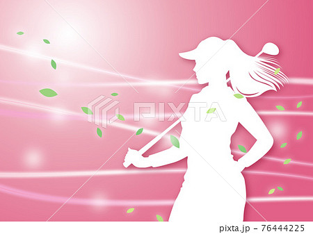 ゴルフイラスト シルエットの女性ゴルファー 8 風のきらめき ピンク 赤のイラスト素材 ゴルフイラスト シルエットの女性ゴルファー 8 風のきらめき ピンク 赤のイラスト素材