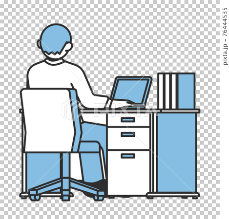 パソコンデスクフラット人ありのイラスト素材 パソコンデスクフラット人ありのイラスト素材