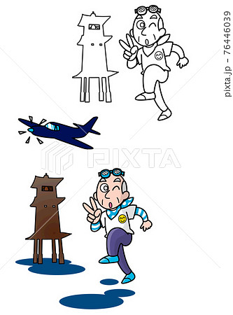 川越 散策 シニのイラスト素材