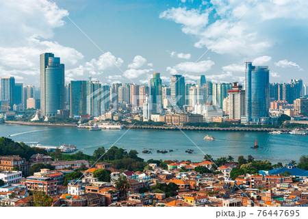 Xiamen, China city skyline from Gulangyu Island 76447695