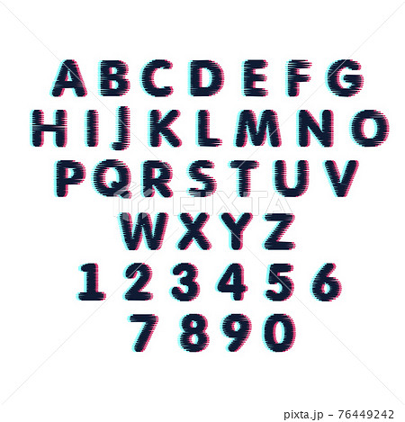 Alphabet in glitch style. Symbol of cyberpunk, hacker attack. Modern design, technological error effect for your design. Vector Alphabet in glitch style. Symbol of cyberpunk, hacker attack. Modern design, technological error effect for your design. Vector 76449242