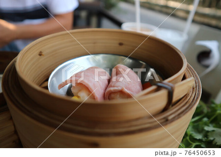 ham rolls, Chinese steamed dumpling or dim sum or Chinese food 76450653