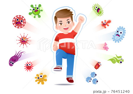 European boy have a immune to certain bacteria... - Stock Illustration  [76451240] - PIXTA