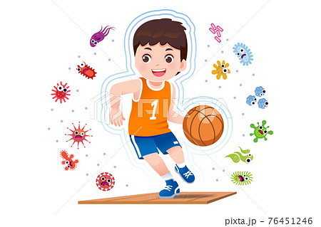 Asian boy play basketball to good healthy. Asian boy play basketball to good healthy. 76451246