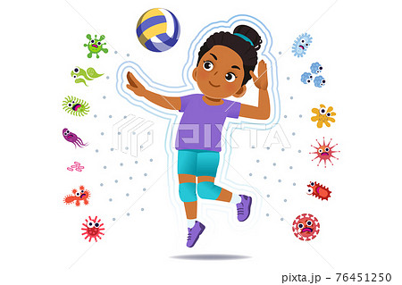 African girl play volleyball to good healthy. 76451250