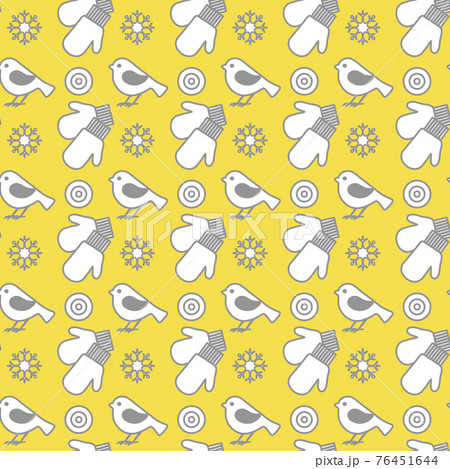 Christmas, New Year backdrop. Mittens, birds 76451644