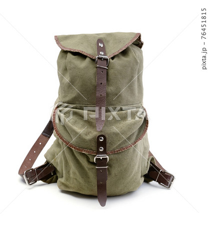 Canvas backpack isolated on white. Canvas backpack isolated on white. 76451815