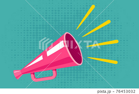 Vector vintage poster with retro pink megaphone. 76453032