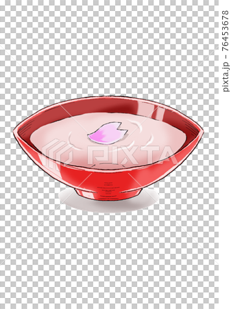 Sake with cherry blossom petals in a sake cup during cherry blossom viewing 76453678