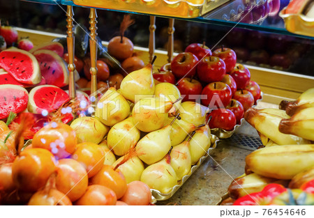 Fruits and vegetables made from marzipan 76454646