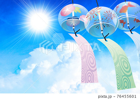 江戸風鈴 夏空イメージ素材 江戸風鈴 夏空イメージ素材 76455601