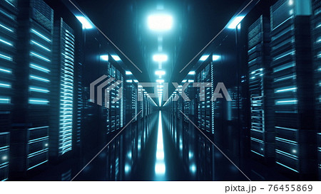 Server Racks In a Modern Data Center. Cloud Technology concept. 3d illustration 76455869