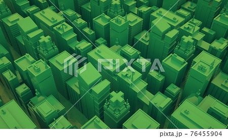 Futuristic green city with skyscrapers. Abstract isometric city. 3d illustration 76455904