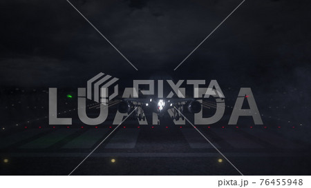 LUANDA city name and airplane taking off from the airport at night. 3d rendering LUANDA city name and airplane taking off from the airport at night. 3d rendering 76455948