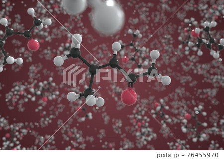 Mesityl oxide molecule, ball-and-stick molecular model. Chemical 3d rendering Mesityl oxide molecule, ball-and-stick molecular model. Chemical 3d rendering 76455970