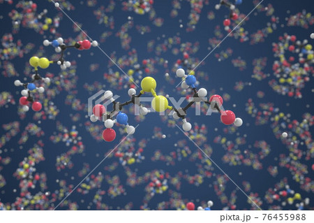 Molecule of cystine, ball-and-stick molecular model. Scientific 3d rendering 76455988
