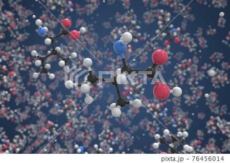 Isoleucine molecule made with balls, scientific molecular model. Chemical 3d rendering 76456014