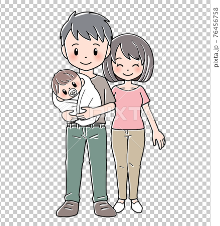Dad and mom holding a baby 76456758