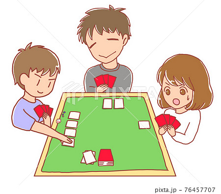 ボードゲームを楽しむ家族のイラスト素材