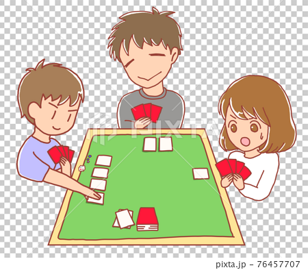 ボードゲームを楽しむ家族のイラスト素材
