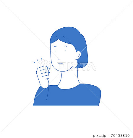 笑顔で拳を握る若い女性のイラストのイラスト素材