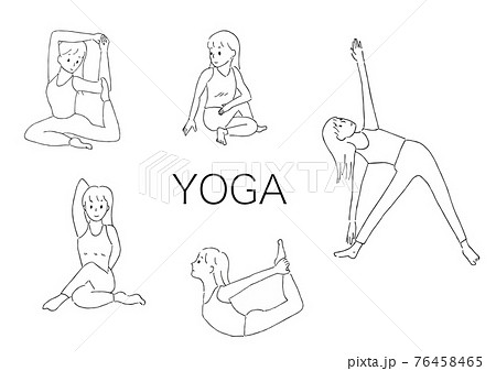Yoga Poses in Black Ink Woman Botanical Contour Lines · Creative Fabrica