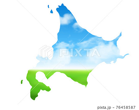北海道 草原 風景 地図のイラスト素材
