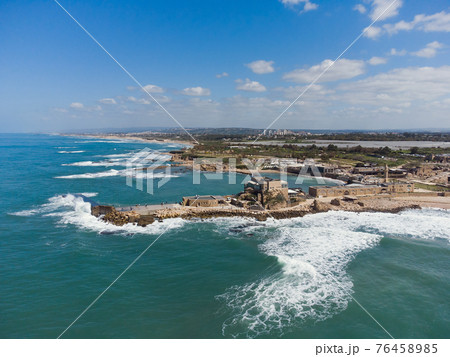 ancient city of Caesarea Israel Aerial photography 76458985