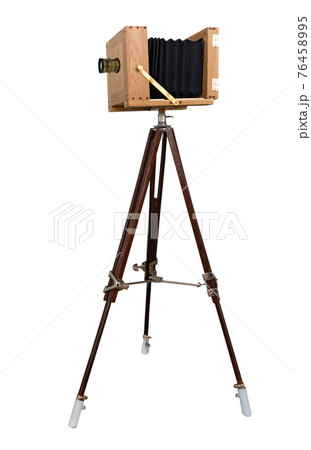 old camera on a tripod Isolated on white old camera on a tripod Isolated on white 76458995